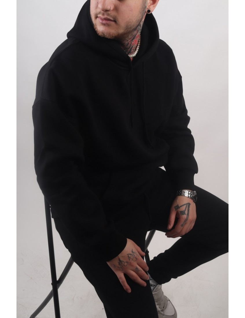 Siyah Oversize Erkek Kapşonlu Sweatshirt Siyah Oversize Erkek Kapşonlu Sweatshirt