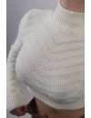 Ekeru Balıkçı Yaka Zigzag Kabartmalı Crop Kazak Ekeru Balıkçı Yaka Zigzag Kabartmalı Crop Kazak